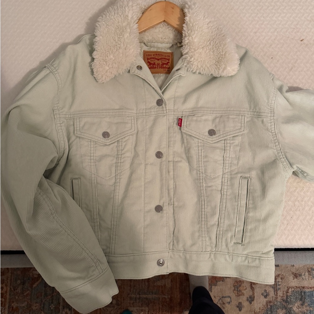 Levi's Light Green Corduroy Jacket with Sherpa Collar